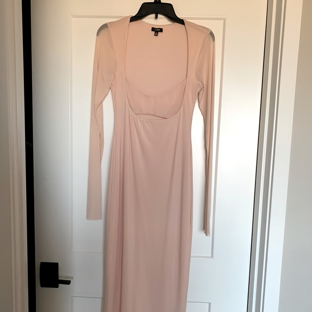 AFRM Long-Sleeve Nude Midi Cutout Dress